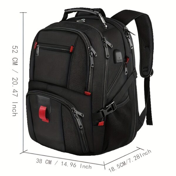 [Large Travel Backpack] 50L Large Men's Travel Backpack, Laptop Bag with USB Charging Port, Accommodates 17-Inch Laptops, Suitable for College, Approved for Airline Use, Business Work Bag, Perfect for Back-To-School Season, Ideal Valentine's Day Present - Image 7