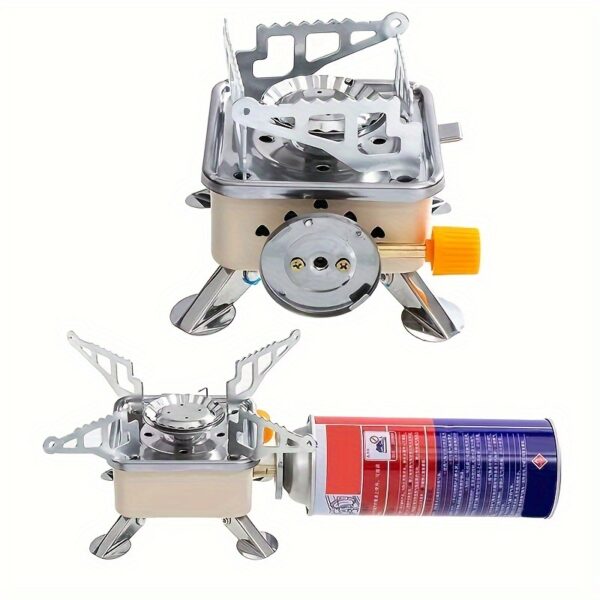 Windproof camping stove camping gas stove, portable foldable stove, used for outdoor backpack hiking and picnicking. Portable foldable camping stove - ideal choice for outdoor exploration, picnicking, and grilling, material, iron - Image 5