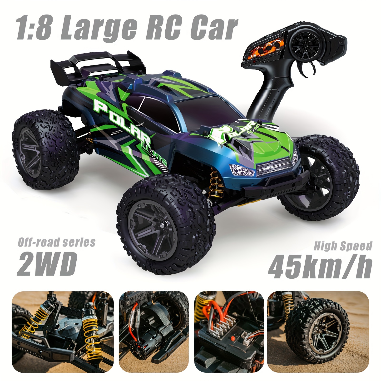 45KM/H High Speed Remote Control Vehicle, 1/8 Large RC Car, Off-road RC Car Sport Utility Vehicle, Independent Shock Absorption, Fall And Crash Resistance, Vehicle Toys Gift for Beginners - Image 2