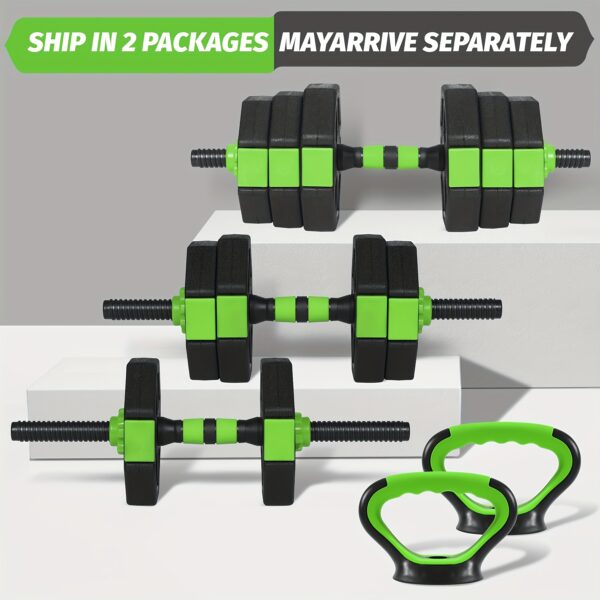 1 PE Iron Sand Cement Octagonal Adjustable Dumbbell Kettlebell Barbell Three-in-one Set No Black Green 88, 66, 44 Poundspounds - Image 7