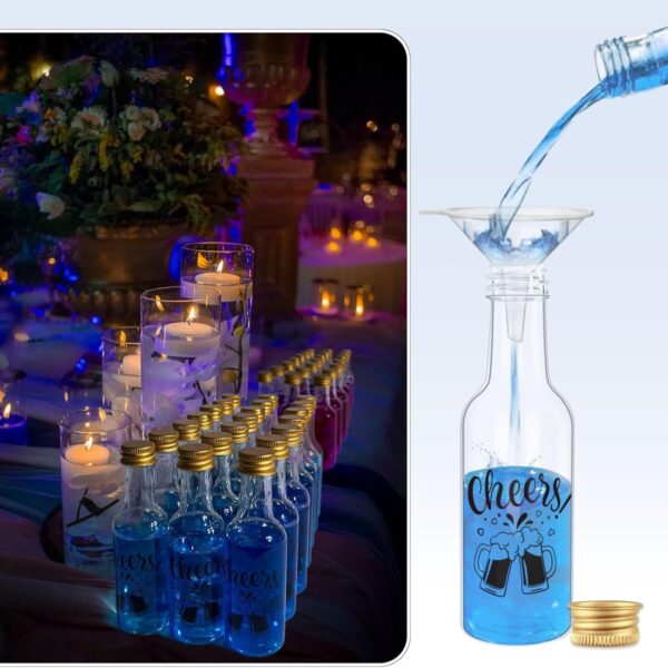31pcs Airtight Shot Bottles with Caps - Plastic Mini Bottles with Cheer Label, 1.7oz/50ml & 0.85oz/25ml, Reusable for DIY Juice, Homemade Spirits - Elegant Presentation, Housewarming, Birthday & Wedding Party Favors, Party Drinkware, Cheerful Label Design, Secure Cap Design - Image 4