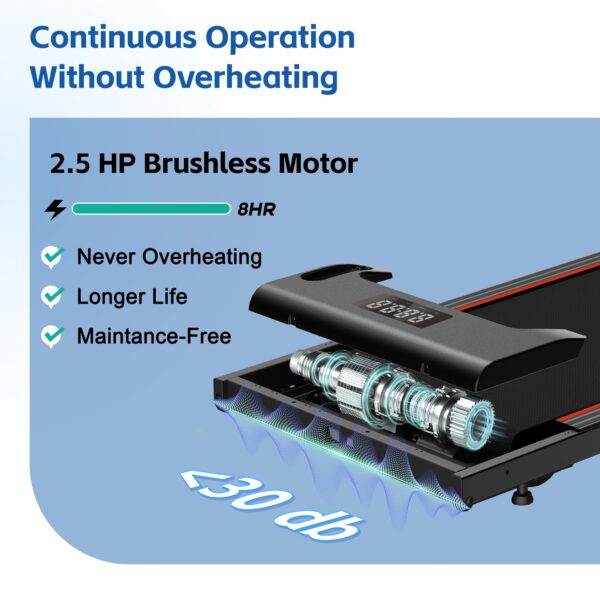 Walking Pad, Quiet Under Desk Treadmill, Portable Walking Pad Treadmill, 2.5 HP Brushless Motorized Treadmill, Walking Jogging Machine for Home&Office - Image 4