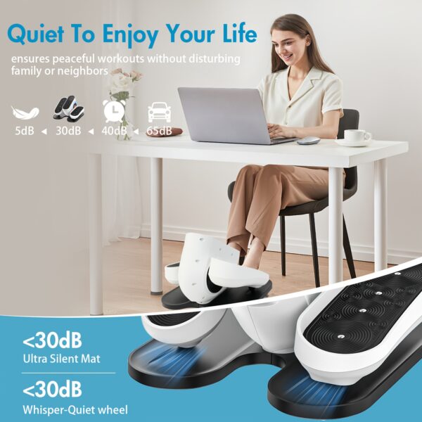 Under-desk Elliptical Trainer - Fully Assembled, Quiet, Portable, Seated Pedal Exerciser With Remote Control. 5 Automatic Modes + 15 Manual Speed Settings For Easy Home Exercise And Office Relaxation, Without Battery - Image 6
