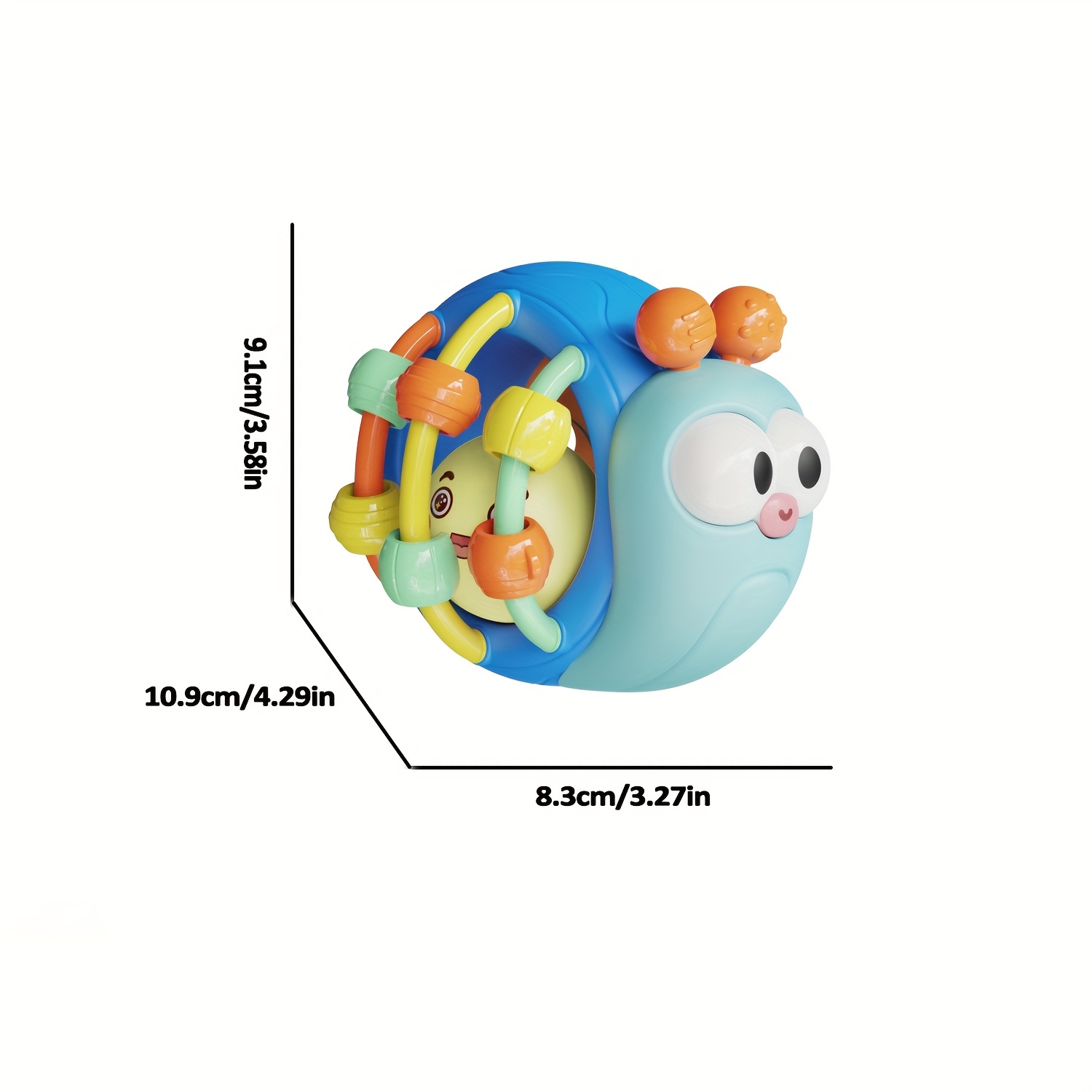 Baby Teething & Grasping Toys - Infant Safe Crinkle Squeaky Snail Ball With Rattle, Soft Toy For 0-12 Months, Easy To Hold - Image 11