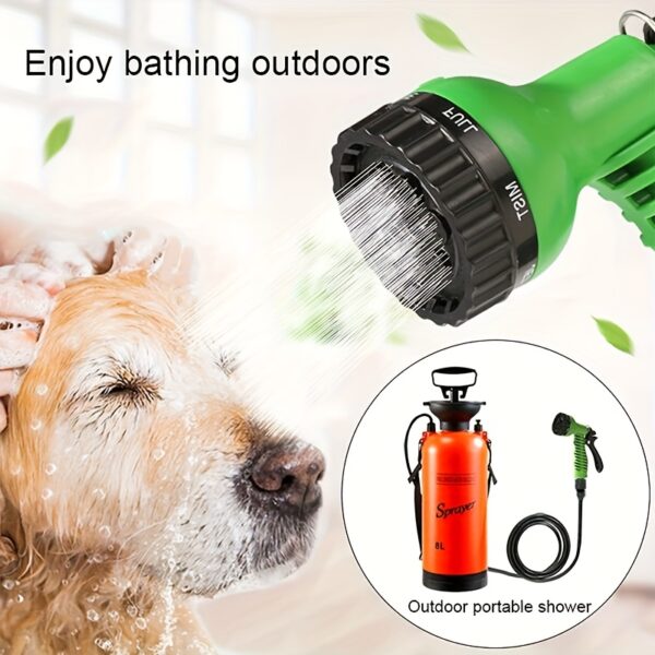 [Portable Sprayer] SPRAVER 1.3/2 Gallon High-Pressure Sprayer | Portable Camping Shower with 7 Spray Modes, Removable Hose & Shower Head - Ideal for Outdoor Travel, Hiking, and Pet Bathing - Orange Plastic Design - Image 8