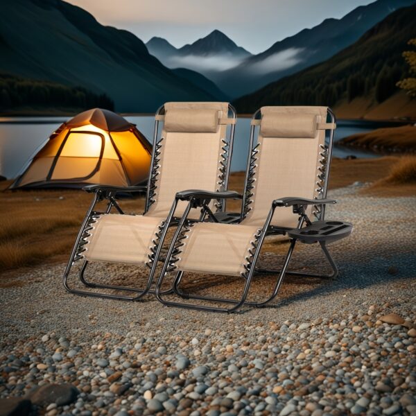 Zero Gravity Adjustable Relaxing Set Of 2 Chairs, With Cup Holder - Recliners For Patio, Lawn, Garden, And Beach - Image 18