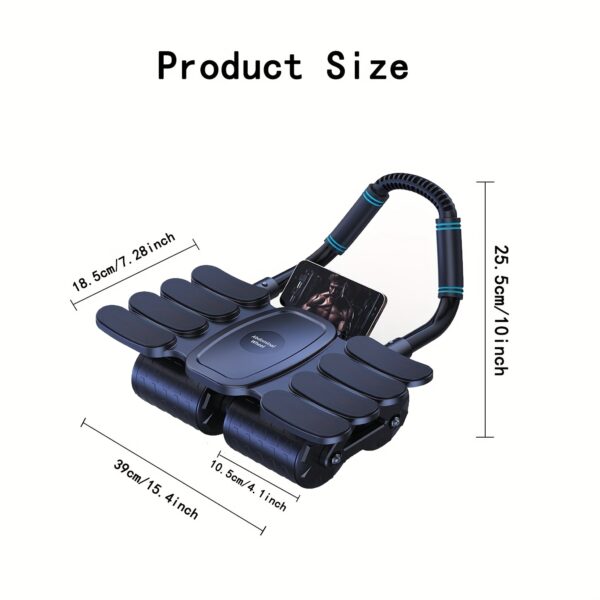 Upgraded Automatic Rebound Ab Wheel Roller with Elbow Support - Four-Wheel Core Workout Equipment for Home Gym, Black, Ergonomic Design for Effective Abs Training, Gym Accessories - Image 2