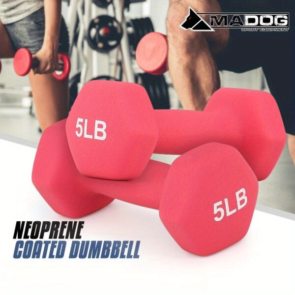 [5LB MoNiBloom Dumbbell] MoNiBloom 5LB Anti-Slip Neoprene Coated Dumbbell Set | Hexagon Hand Weights for Outdoor and Home Gym Equipment Workouts Strength Training