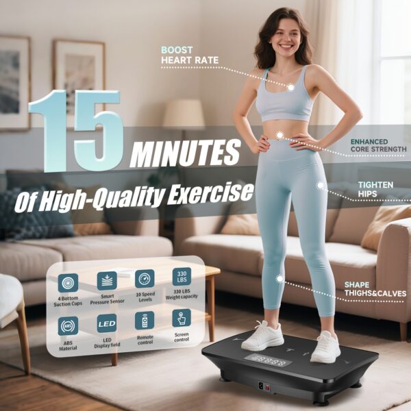 Vibration Plate Exercise Machine, Whole Body Workout Power Vibrate Fitness Platform Vibration Plate for Lymphatic Drainage, Silent Motor Speed Control, Body Shaping for Home Workout-Ideal Fitness Gift - Image 2