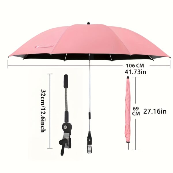 [Portable Sunshade Umbrella] Outdoor portable sunshade umbrella with clip fixation, adjustable angle, suitable for various chairs, UV protection parasol, beach umbrella, golf umbrella, 8-rib design, fiberglass reinforced frame, steel center pole. Ideal for beaches, fishing, camping, picnics, and gardens - Image 5