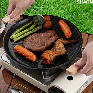 SHAON 11.02inch/11.81inch, Black, Korean-Style Frying And Grilling Pan, Compatible with Various Stoves, Non-Stick, Low Smoke, Suitable for Home Users, Outdoor Camping, Portable Barbecue Grill, Grilling Plate, Iron Plate.