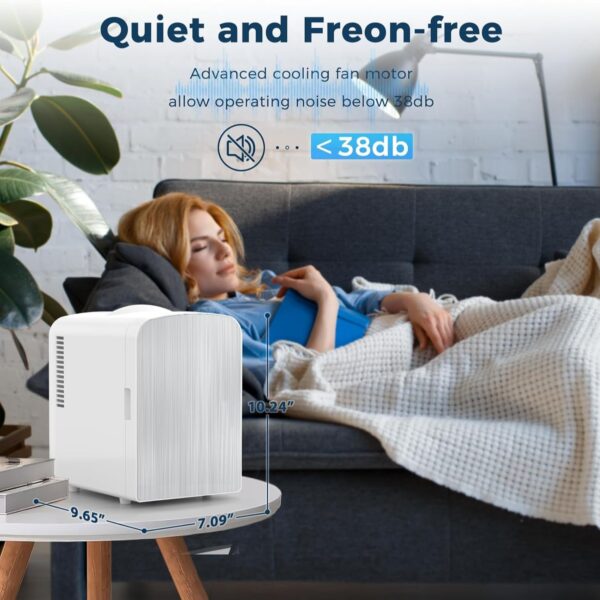 Mini Fridge, 1.06gal/6 Cans (11.16oz) Portable Compact Refrigerator with Gaming Light, AC/DC Power, Ideal for Skincare Products & Beverages, White, Mini Refrigerator, Lighting, Durable Construction - Image 2