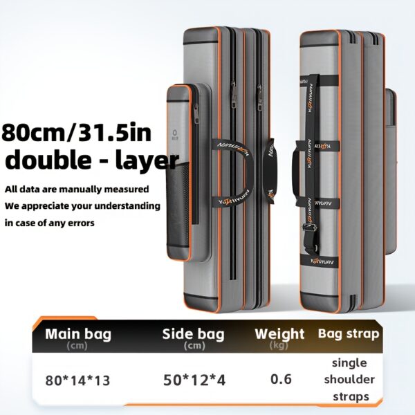 [Portable Fishing Gear Bag] Yuzhiyuan Fishing Gear Bag, Durable & Lightweight, with Multiple Compartments | Ideal for Freshwater and Saltwater Fishing, Gray with Orange Accents, Perfect Gift for Anglers, Fishing Accessory - Image 5