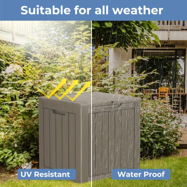 EasyUp All-Weather Outdoor Deck Box - Heavy-Duty Resin Construction, High Quality Flip-Top Lid, Minimalist Design for Patio, Deck & Backyard Storage (32GAL, 40GAL, 50GAL, 60GAL, 90GAL, 120GAL) - Coffee & Black, Deck Box for Outdoor Storage, Patio Organization, Contemporary Style, Durable Construction, Patio Decorators, Box, Cabinet, Rack for Outdoor Storage - Image 14
