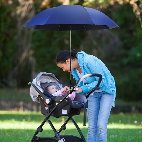 47" Portable Chair Umbrella with Clamp - 360-Degree Swivel, Adjustable Height, Alloy Steel Frame, Easy Wipe Clean, Ideal for Beach Chairs, Strollers, Wheelchairs & Golf Carts - Classic Blue - Image 6