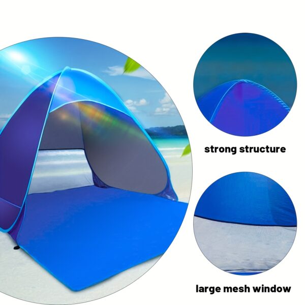 [Large Beach Tent] Large 4-Person Pop-Up Beach Tent | Spacious Interior, Compact Foldable Design & Carry Bag - Lightweight All-Season Family Tent for Camping, Picnics, Travel - Image 2