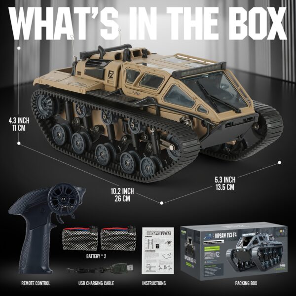 RC Tracked Tank With Full-Proportional Remote Control Car Powerful Offroad For All Terrains With Led Lights And Alloy Door Open Model Military War Car Vehicle Gift For Kids With 2 Batteries - Image 5