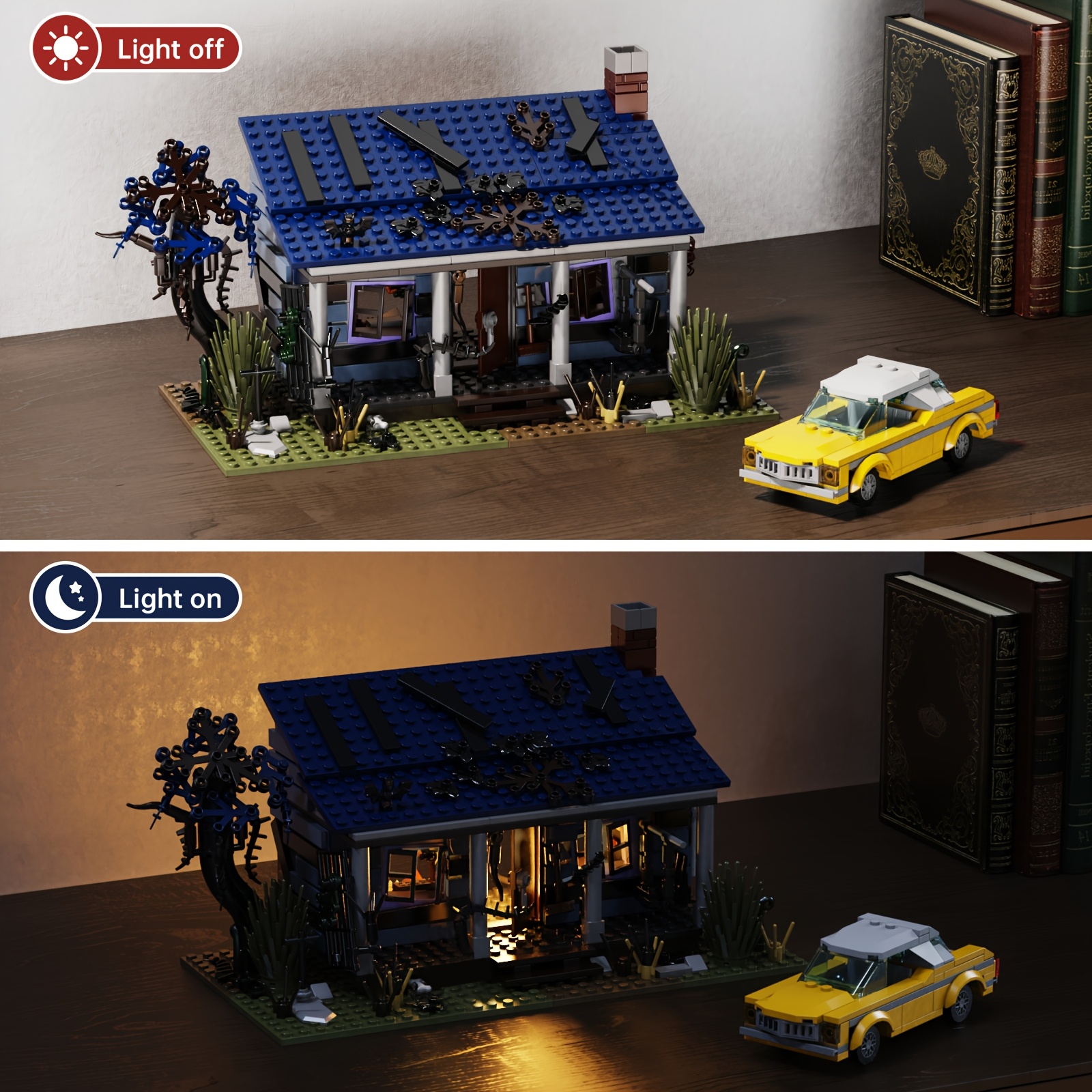 Halloween Popular Horror Movie House Vehicle Combo Block Set Home Decorations Handmade Building Kits ABS Durable Material Compatible With Brands Fan Adult Birthday, Holiday Best Gift 2 In 1 639pcs - Image 8