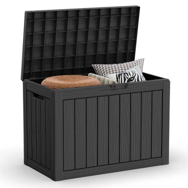 EasyUp All-Weather Outdoor Deck Box - Heavy-Duty Resin Construction, High Quality Flip-Top Lid, Minimalist Design for Patio, Deck & Backyard Storage (32GAL, 40GAL, 50GAL, 60GAL, 90GAL, 120GAL) - Coffee & Black, Deck Box for Outdoor Storage, Patio Organization, Contemporary Style, Durable Construction, Patio Decorators, Box, Cabinet, Rack for Outdoor Storage - Image 7