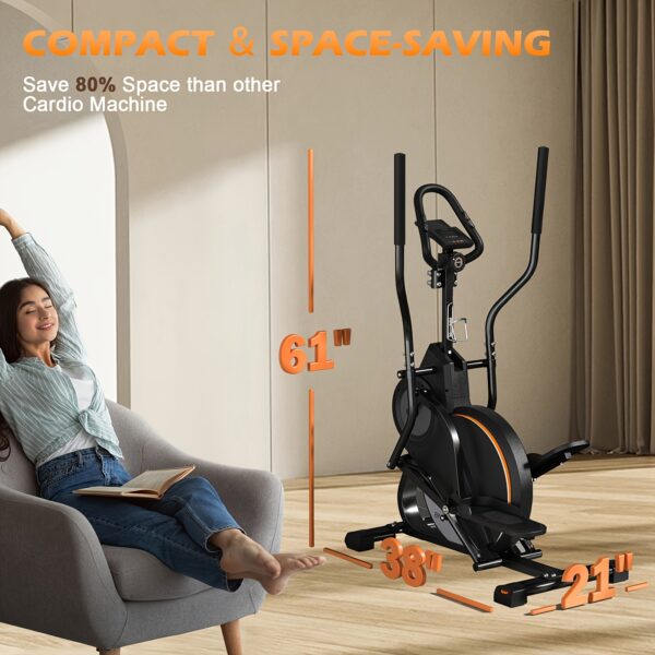 SRIFY Pro Cardio Climber Stepping Elliptical Machine For Home Gym, 3-in-1 Elliptical Machine Stair Stepper Trainer, Total Body Fitness Cross Trainer With Hyper-Quiet Magnetic Drive System, Quiet Magnetic Driving System, 16 Resistance, Without Battery - Image 5