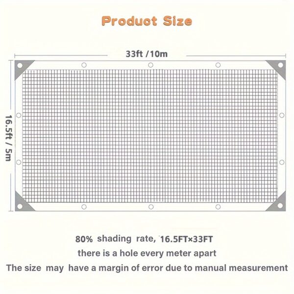[Black Sunshade Net] Extra-Large Black Sunshade Net | HDPE Mesh Fabric for Greenhouses, Patios, Plants, Gazebos & Porches - 16.5x33ft & 13x26ft Sizes Available with Grommets - Image 5