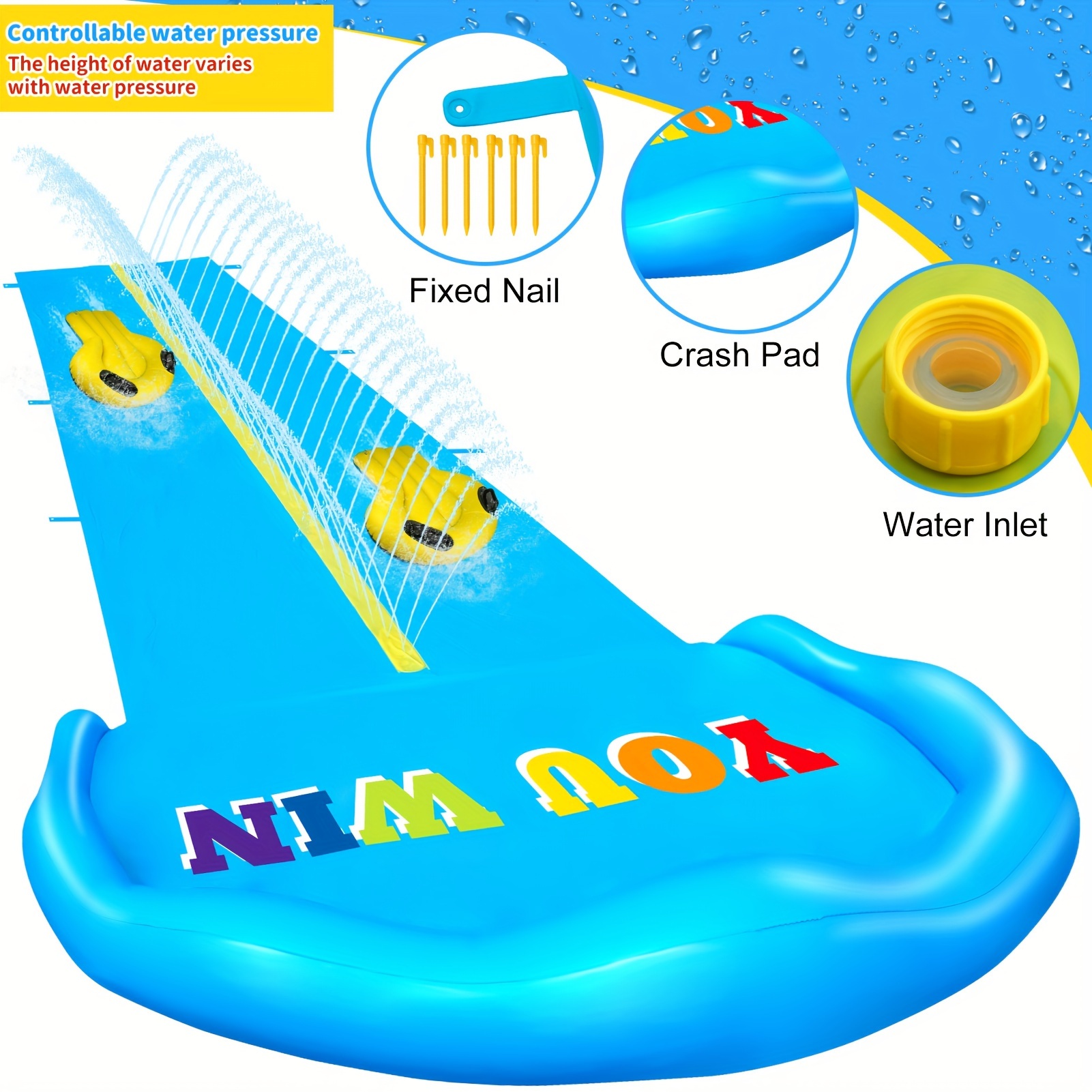 10m Extra Long Water Slide, 32.8ft Inflatable Splash Water Slip with 2 Racing Lanes and 2 Body Boards for Kids Boys Girls Adults Outdoor Summer Water Toys - Image 3
