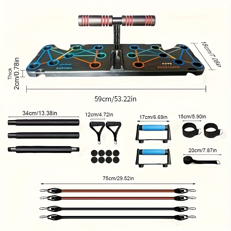 1pc Multifunctional Push Up Training Board, With Tension Ropes, Handles, Ankle Straps, And More Accessories, Suitable For Chest Muscle Exercise, Abdominal Core Strength Training - Image 11