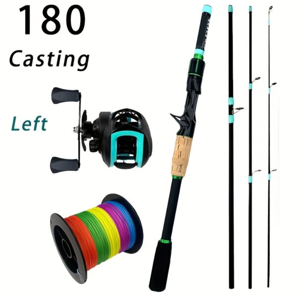 [GHOTDA Fishing Rod] GHOTDA Carbon Fishing Rod Set | Spinning Casting 1.8m Portable Travel Rod Lure Fishing Rods Surfcasting Shore Pole 4 Sections, 7.2:1 Baitcasting Reel Left/ Right, PE Fishing Line 100m - Image 5