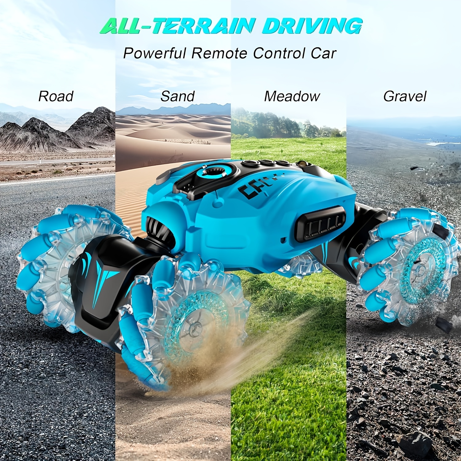 Remote Control Stunt Car With Gesture Control, Double-Sided Driving Toy With 360° Rotation, Large 4WD Remote Control Car, Great For Holiday Christmas Birthday Gifts, All-Terrain Remote Control Car With Spraying Function (Blue) - Image 6