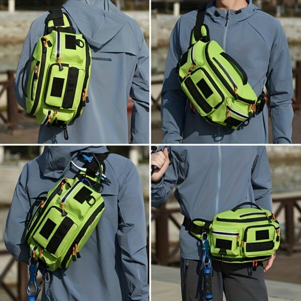 [Fishing Waist Bag] Fishing Waist Bag Outdoor Lure Fly Fishing Bag Multifunctional Waist Bag Multiple Carrying Modes Daily Travel Crossbody Bag Outdoor Sports Training Gym Bag Cycling Bag-B - Image 6