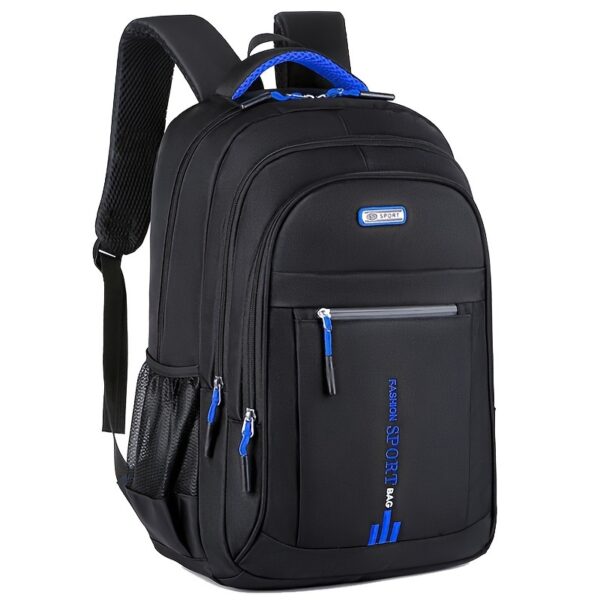 [Black Nylon Travel Backpack] Durable Large Capacity Black Nylon Backpack - Adjustable Straps, Multiple Compartments, and Tassel Detail for College, High School, Travel, and Everyday Use - Image 5