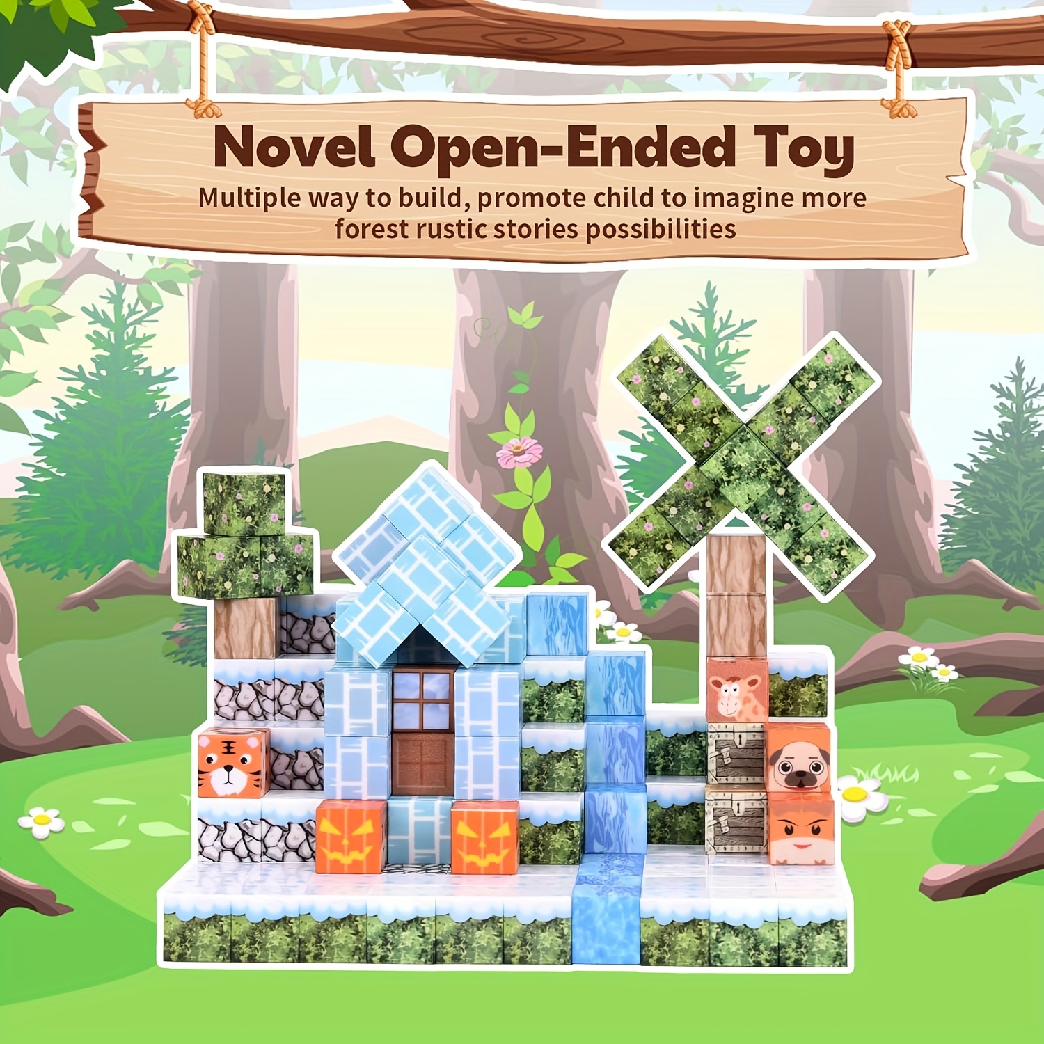 100pcs Magnetic Blocks, STEM Montessori Sensory Toys For Toddlers Kids, Construction Building Toy Christmas Birthday Gifts For Boys Girls Aged 3-5 6-8 8-12 - Image 3