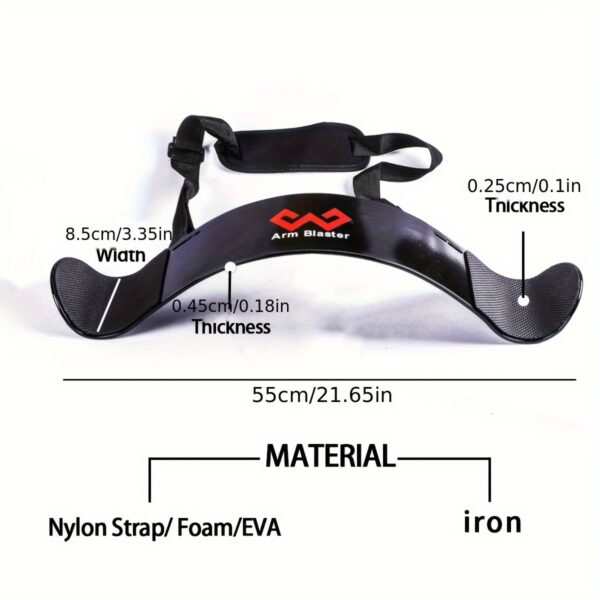 [MANUEKLEAR Arm Blaster] MANUEKLEAR Adjustable Thick Iron Arm Blaster Bicep Curl Bar | Black with Red Logo, Barbell Curl Assist for Strength Training, Sleek Design, Durable Construction - Image 4