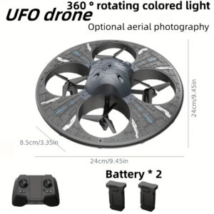 UFO Drone, 2 Batteries Aerial Photography (optional), Omnidirectional Intelligent Obstacle Avoidance, Fixed Air Pressure Flight, 360 ° Rolling Color Lights, Foam Four Axis Aircraft