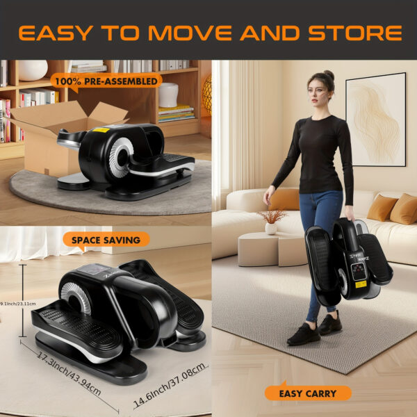 Zakle Under Desk Elliptical Machine, Elliptical Leg Exerciser W/Remote Control & 12 Adjustable Speeds, No-Installation Electric Seated Pedal Exerciser, Elliptical Training Machine 02, Without Battery - Image 5