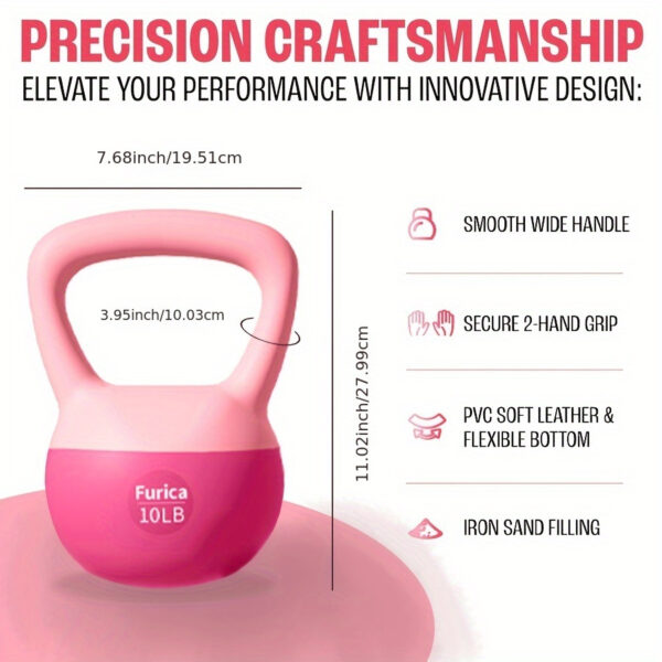 [Rose Red Kettlebell] 1pc Rose Red Soft Kettlebell - Weighing 5-30 Pounds - PE Polyethylene Dumbbell - Enhancing Strength - Suitable For Home Fitness And Gym - Protecting Body Safety - Valentine's Day Gift - Image 5