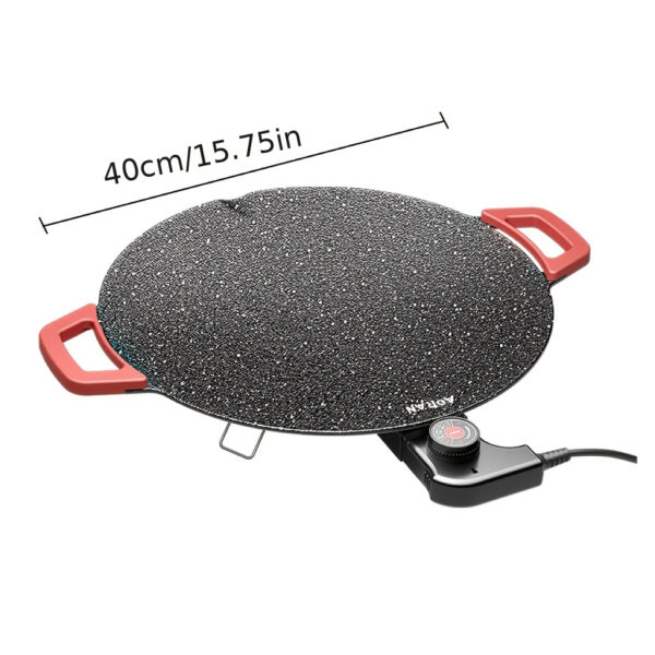 [Large Red Handle Electric Grill] Electric Grill Indoor, Large Red Handle Electric Grill, Fried Meat In The Barbecue Shop Plug-in Ready-to-use Fire Adjustable Non-stick Pan Easy To Clean Electric Grill, Indoor And Outdoor Multi-functional Electric Grill - Image 3