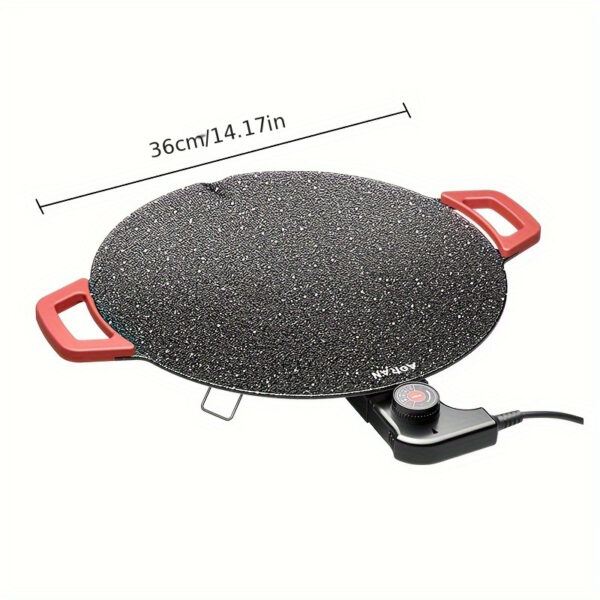 [Large Red Handle Electric Grill] Electric Grill Indoor, Large Red Handle Electric Grill, Fried Meat In The Barbecue Shop Plug-in Ready-to-use Fire Adjustable Non-stick Pan Easy To Clean Electric Grill, Indoor And Outdoor Multi-functional Electric Grill - Image 2