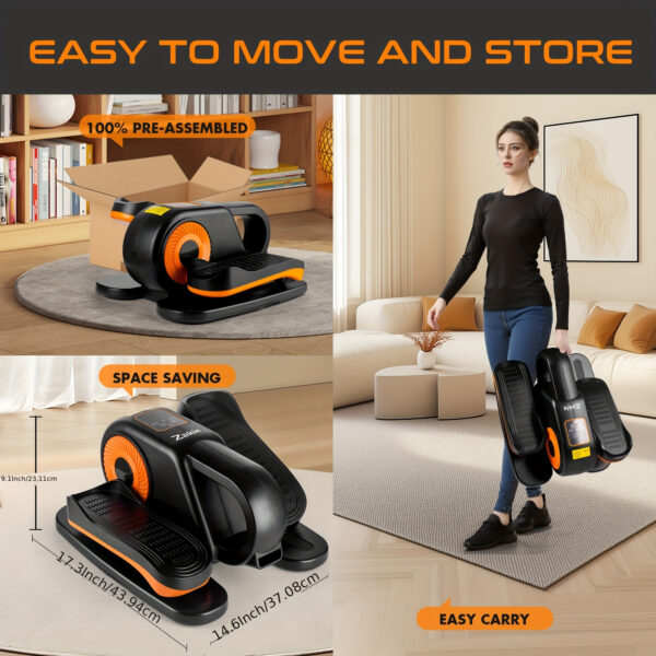 Zakle Under Desk Elliptical Machine, Elliptical Leg Exerciser W/Remote Control & 12 Adjustable Speeds, No-Installation Electric Seated Pedal Exerciser, Elliptical Training Machine 02, Without Battery - Image 2