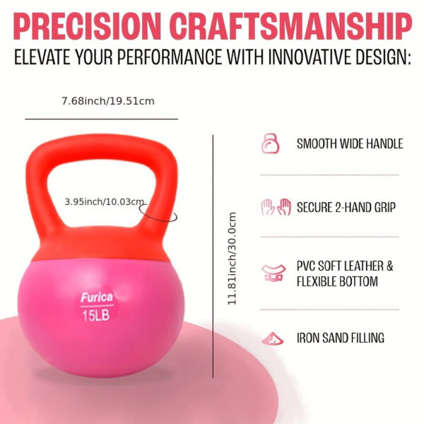 [Rose Red Kettlebell] 1pc Rose Red Soft Kettlebell - Weighing 5-30 Pounds - PE Polyethylene Dumbbell - Enhancing Strength - Suitable For Home Fitness And Gym - Protecting Body Safety - Valentine's Day Gift - Image 7