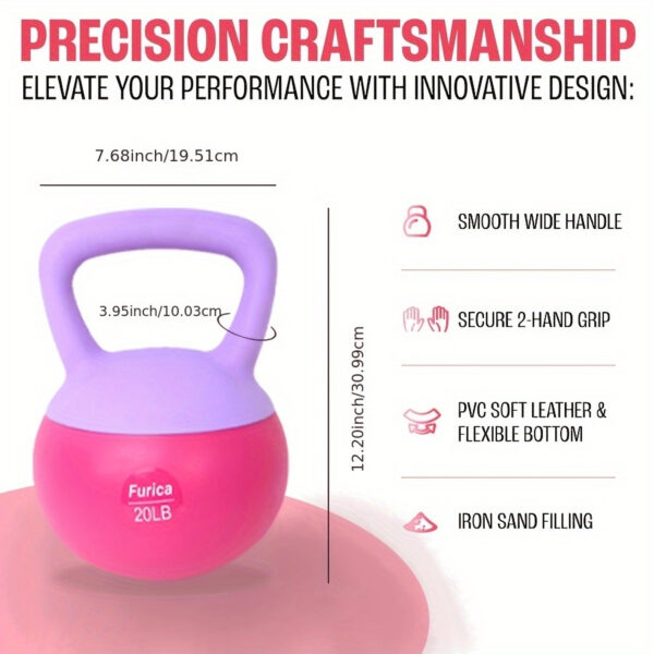 [Rose Red Kettlebell] 1pc Rose Red Soft Kettlebell - Weighing 5-30 Pounds - PE Polyethylene Dumbbell - Enhancing Strength - Suitable For Home Fitness And Gym - Protecting Body Safety - Valentine's Day Gift - Image 9