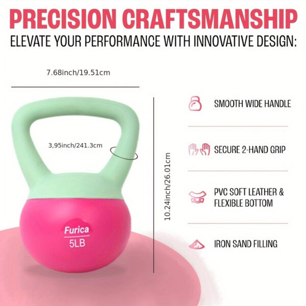 [Rose Red Kettlebell] 1pc Rose Red Soft Kettlebell - Weighing 5-30 Pounds - PE Polyethylene Dumbbell - Enhancing Strength - Suitable For Home Fitness And Gym - Protecting Body Safety - Valentine's Day Gift - Image 3