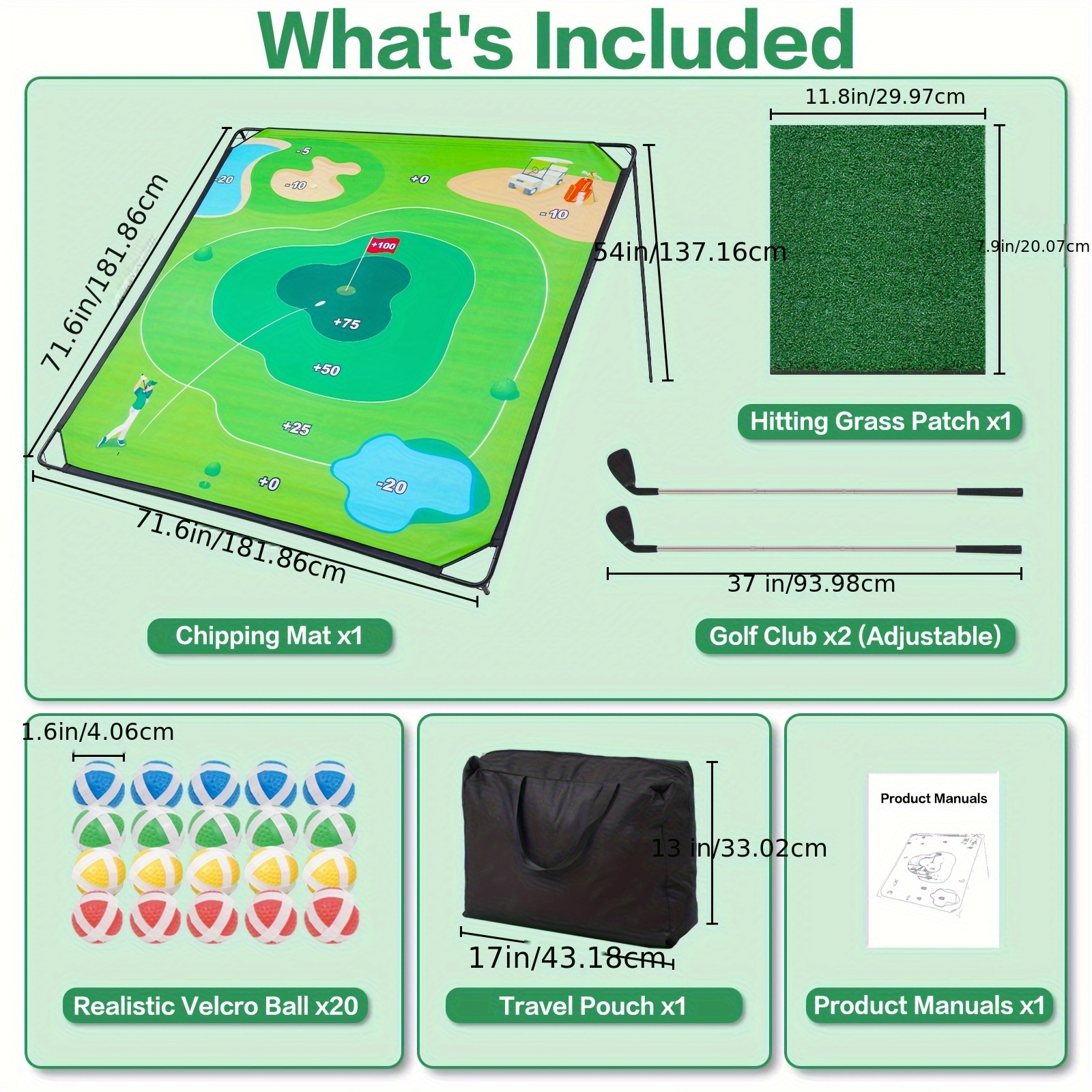 70"x70" Portable Golf Chipping Game Set for Indoor, Outdoor Backyard & Lawn Games, Easy Setup Family Golf Gifts - Image 3