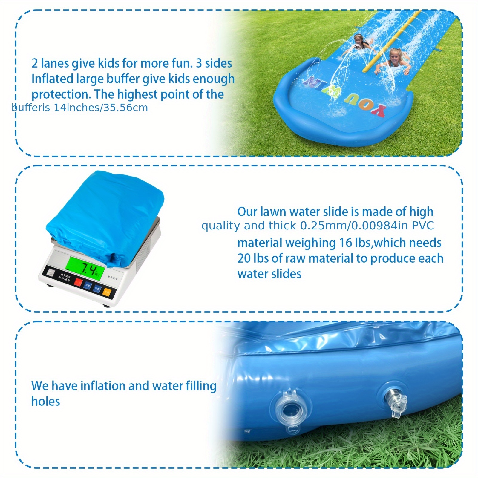 10m Extra Long Water Slide, 32.8ft Inflatable Splash Water Slip with 2 Racing Lanes and 2 Body Boards for Kids Boys Girls Adults Outdoor Summer Water Toys - Image 9