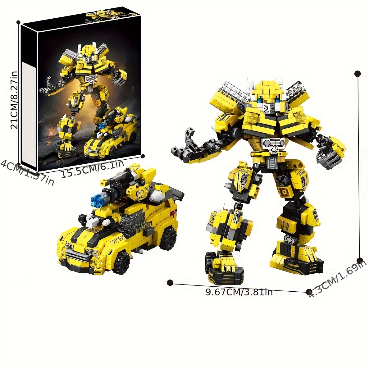 1950 Particle Car Robot Assembly Building Block Model Hand-Made Cool Room Ornaments Toys, Car Mecha Warrior Suitable for Birthday Gifts, Building Block Movie Peripheral Assembly - Image 5