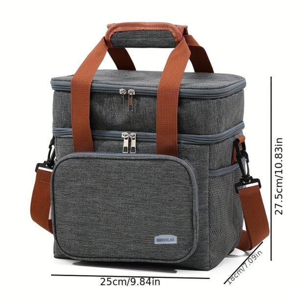[Outdoor Refrigerated Bag] The outdoor refrigerated bag can be expanded with a double-layer insulated ice pack. It comes with an adjustable shoulder strap for portability and convenience, making it suitable for work, camping and non-food contact at the beach - Image 8