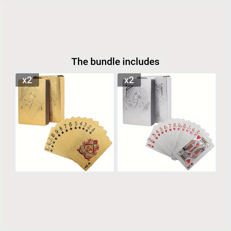 Golden Foil Waterproof Plastic Playing Cards Set - Party Game Gift (Golden/Silvery/Pink) - Image 8