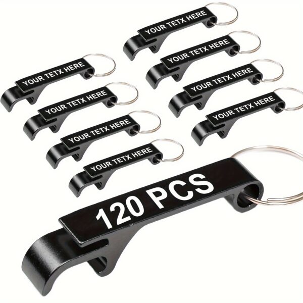 120pcs Personalized Metal Bottle Opener Keychains - Durable Aluminum, Customizable Text, Multiple Colors Available (Blue, Black, White, Red, Green, Purple, Orange) - Perfect for Parties, Valentine'S Day, Graduation Ceremonies, and Birthday Gifts, Stylish Metallic Finish | Premium Craftsmanship - Image 5