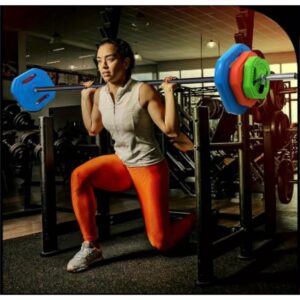 Adjustable Barbell Weight Set for Home Gym - 51" Stainless Steel Bar, Green PU Coated Plates, Full-Body Workouts & Strength Training