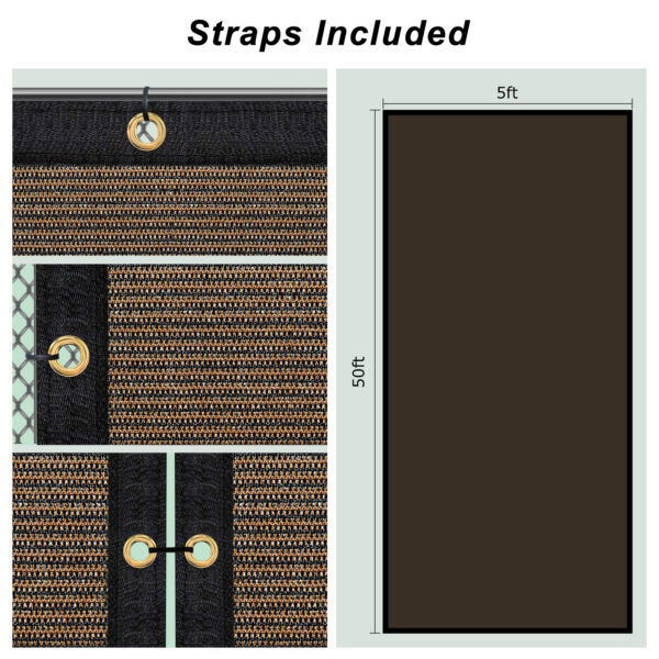 [5'x50' Heavy Duty Fence Screen] Heavy Duty 5'x50' Green Mesh Windscreen & Shade Fabric | Durable Build, 91% Light Blocking, Tear-Resistant with Brass Grommets, Easy Installation, Outdoor Privacy Solution | Versatile Outdoor Screen, Reinforced Edges, Privacy Fence Panels for Outside - Image 4